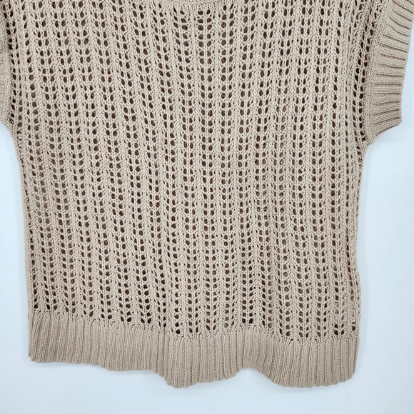 Light Tan Open Knit Sweater Vest Women Large Indie Grunge Goblin‎ Granola Earthy - Picture 3 of 8
